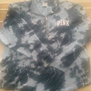 PINK Victorias Secret 3/4 zip sweatshirt.  Blue Camo  Great condition
